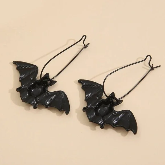 Any 2/$20! Black Bat Ear Wire Earrings - Picture 2 of 6